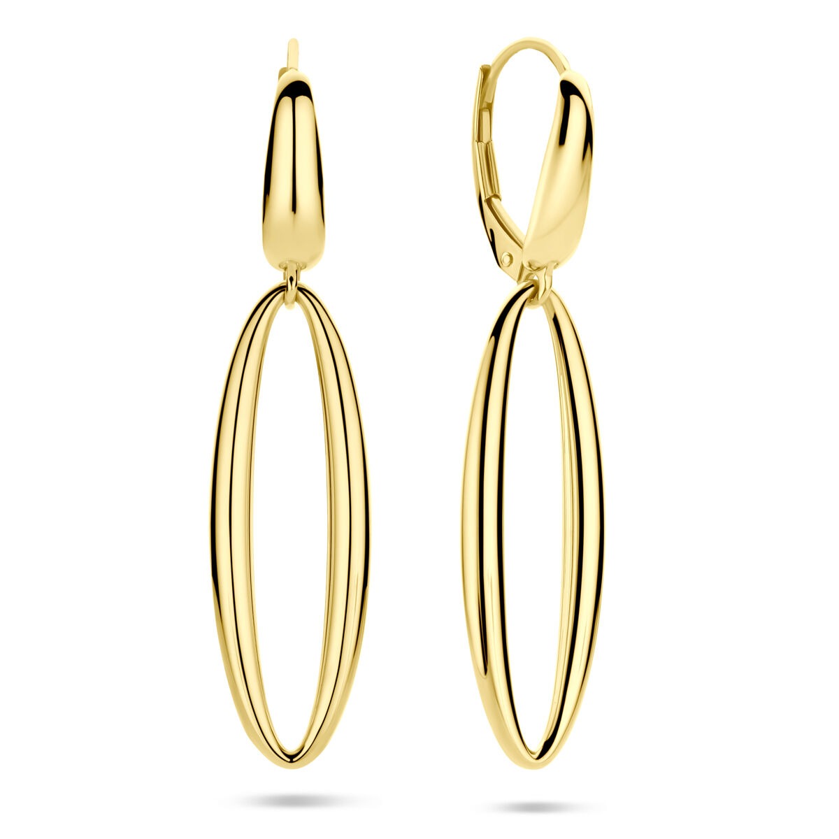 Złote kolczyki damskie – 14k żółte złoto 42 mm długie