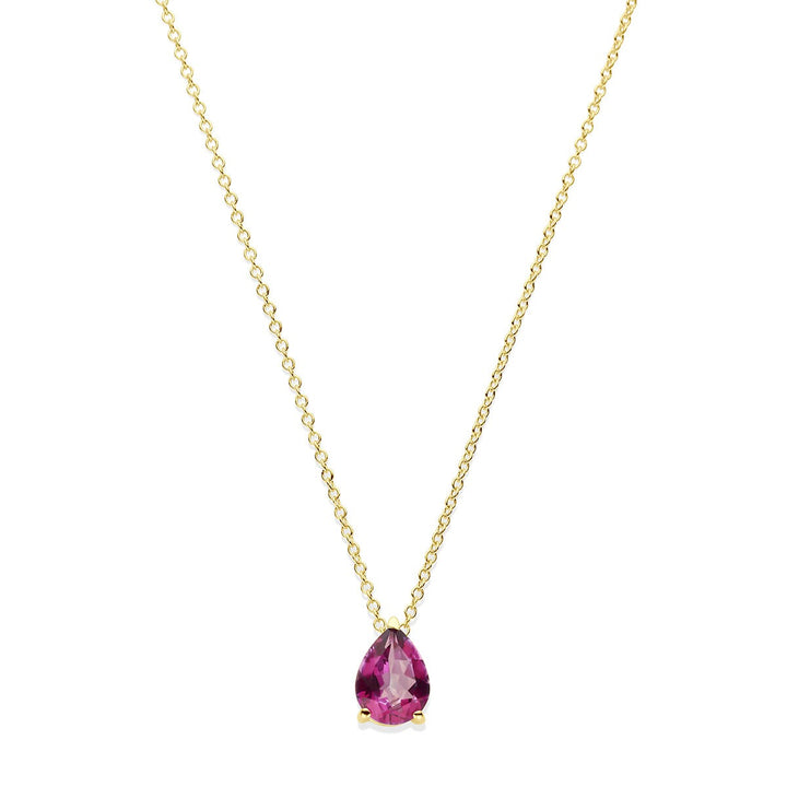 14k Geelgouden collier met roze topaas