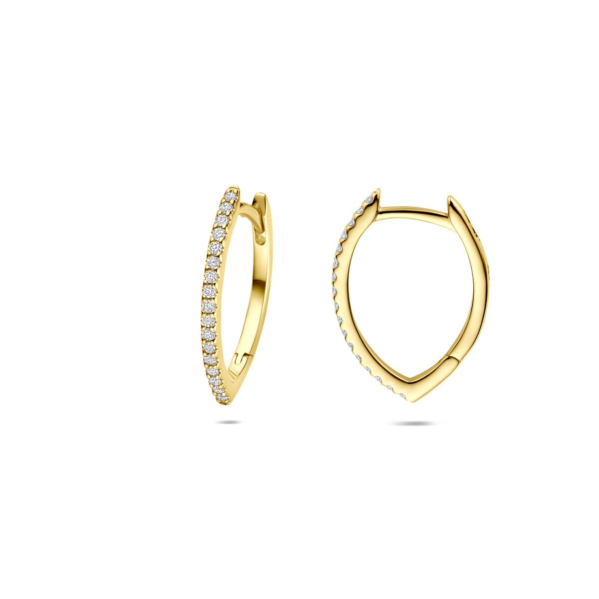 14k żółte złoto kolczyki koła z diamentem – 0.15ct (2x 0.075ct) h si 16,5 mm