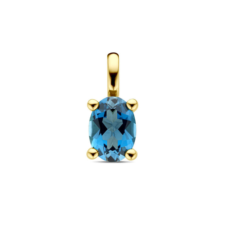 14k geelgouden hanger met London Blue topaas