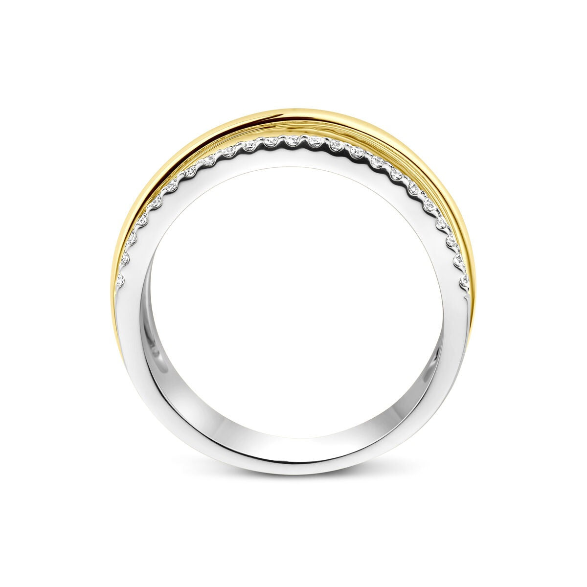 Bicolor pierścionek z 14k złota z diamentami