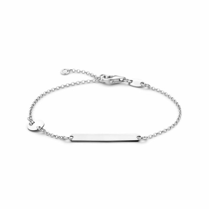 Gerhodineerd zilveren dames graveerarmband met cirkel