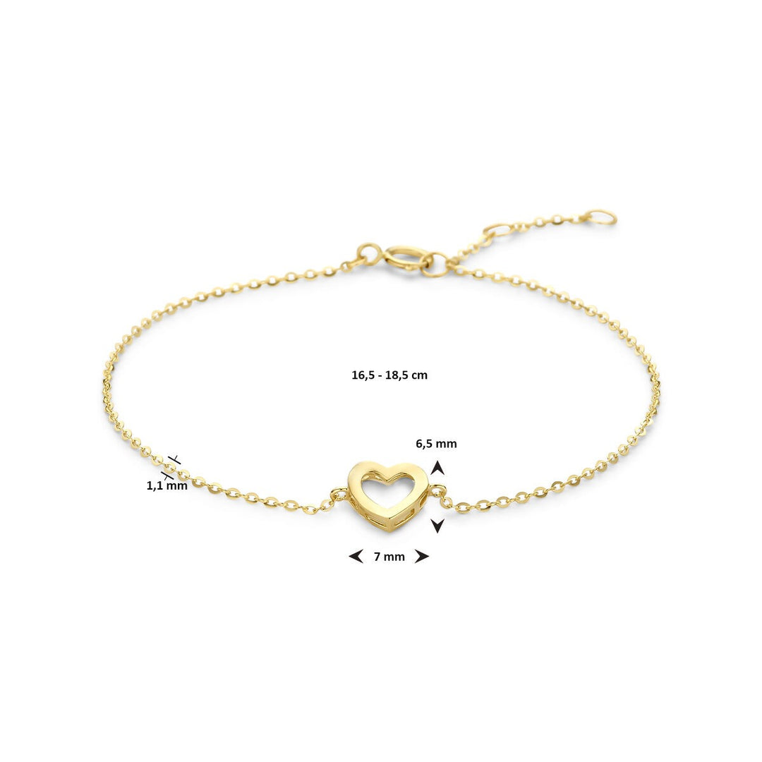 Gouden dames armband met open hartje – 14k
