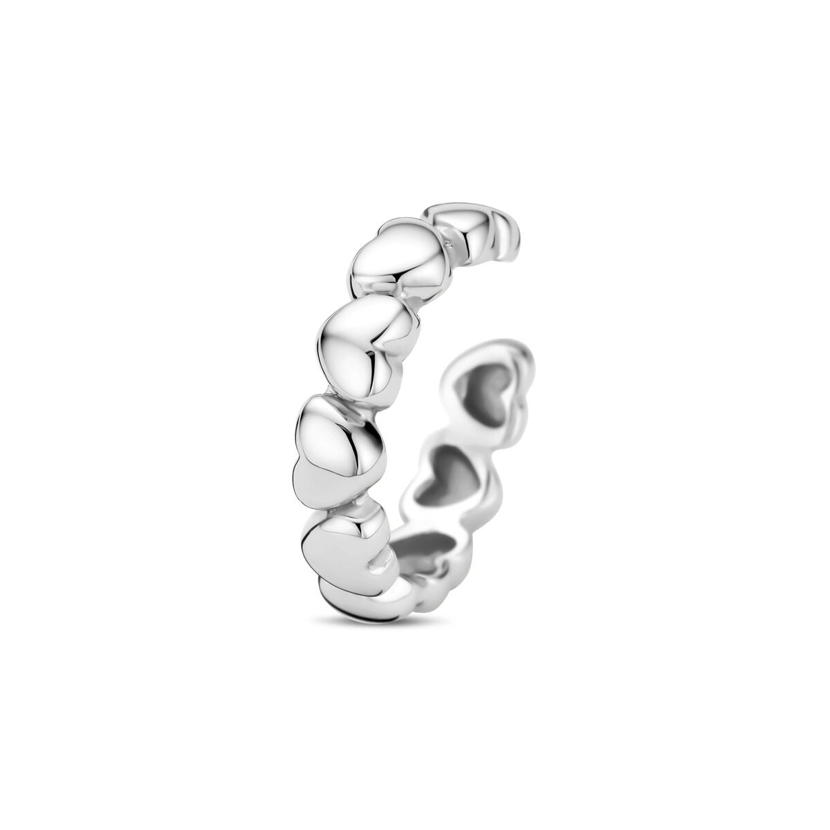 Srebrny earcuff z serduszkami – rodowany 925 srebro (sztuka)