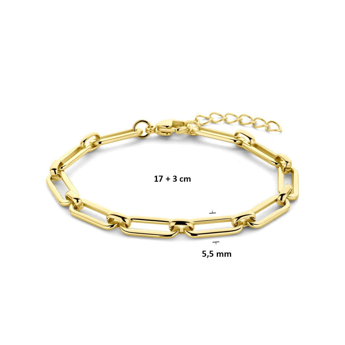 Stalowy damski bransoletka z pozłacaną powłoką – 17 do 20 cm