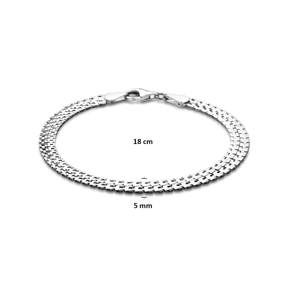 Srebrna damska bransoletka – rodowana z fantazyjnym ogniwem 5 mm 18 cm