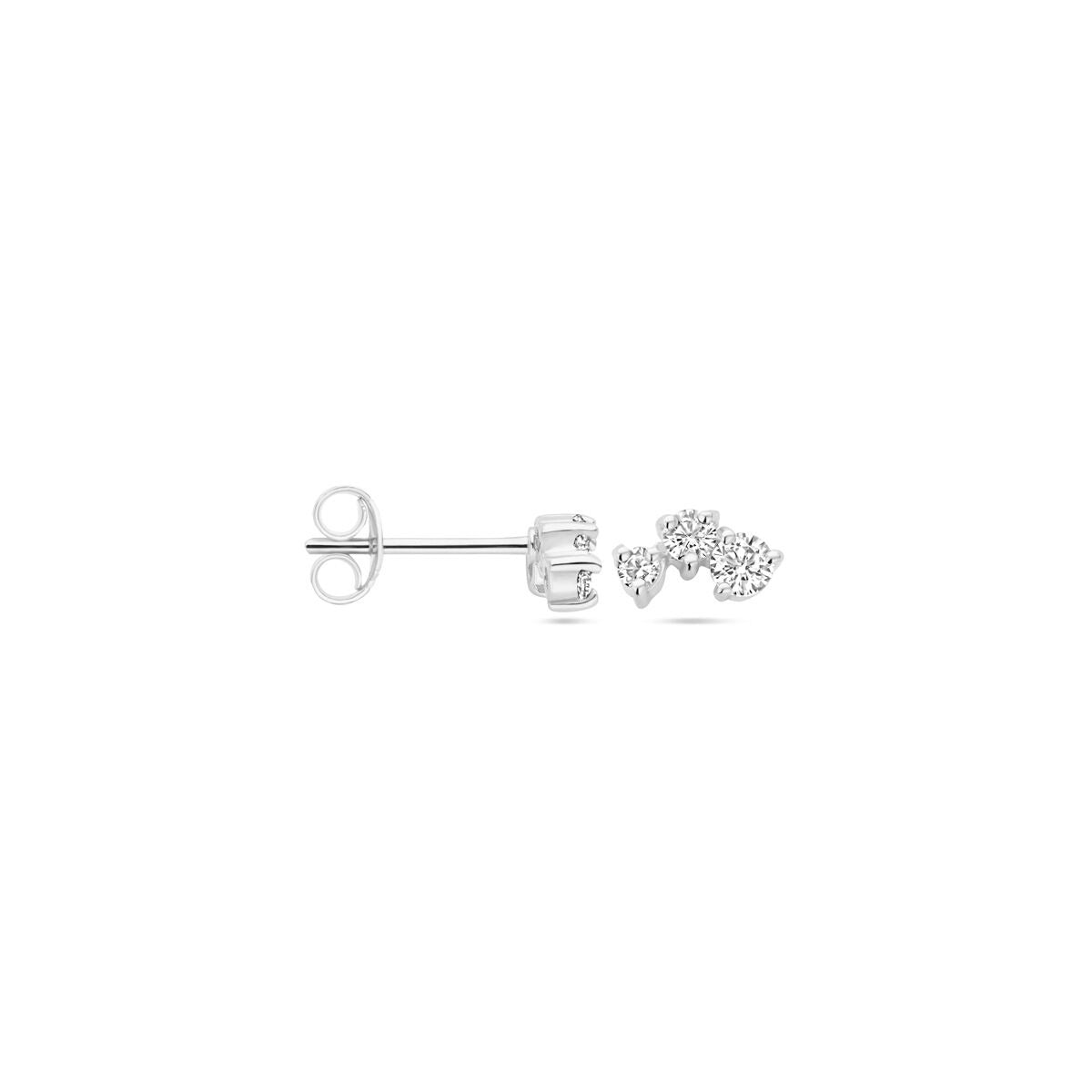 Srebrne damskie kolczyki wkrętki z cyrkonią – rodowane 4.5 x 8 mm