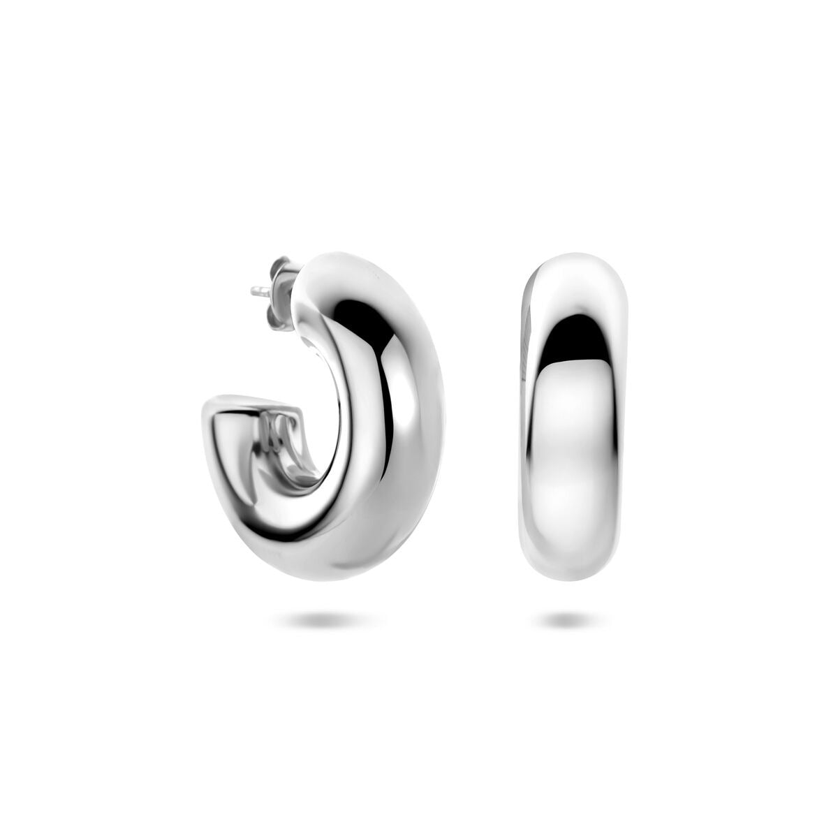 Stalowe Kolczyki Koła Srebrny – 31x10mm