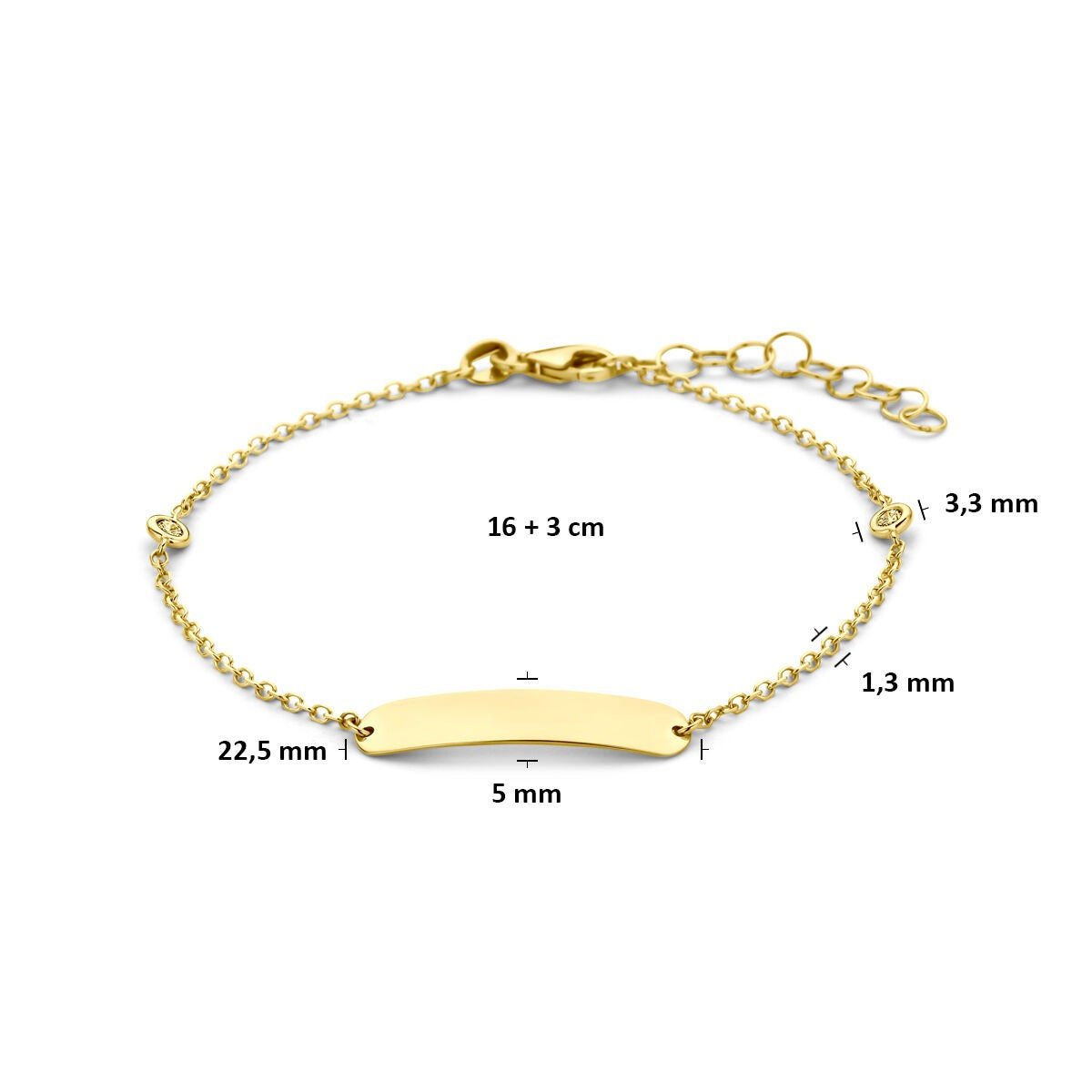 14k Żółte złoto bransoletka grawerowana z diamentem hodowanym w laboratorium