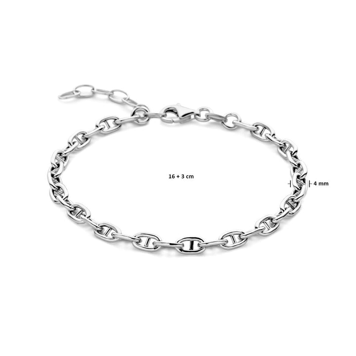 Zilveren dames armband – gerhodineerd 925 zilver met marine schakel