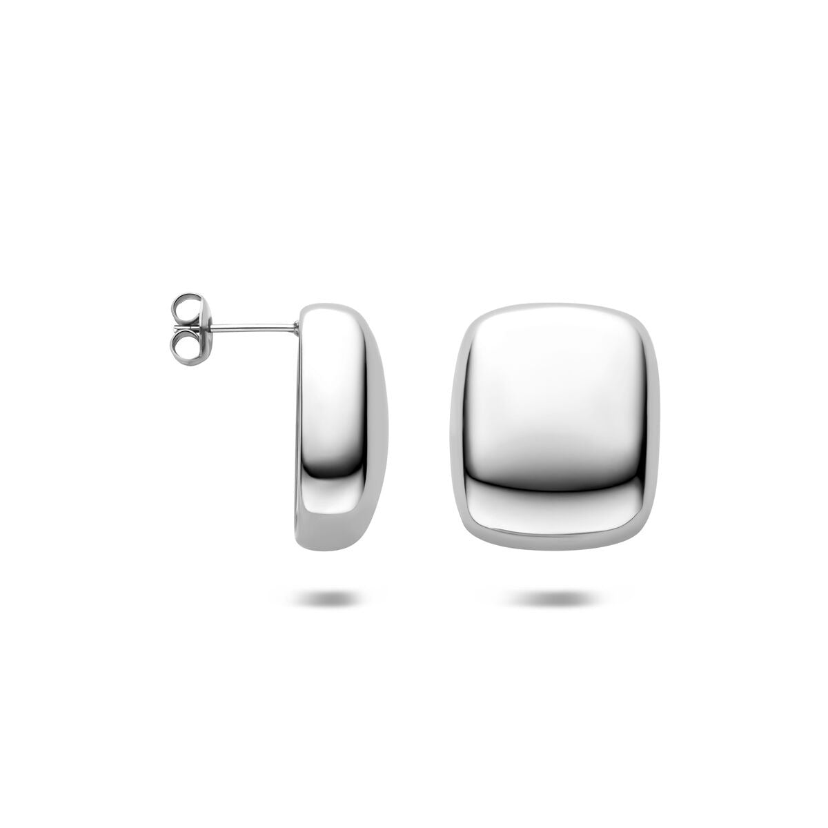 Stalowe kolczyki wkrętki w kolorze srebrnym – 23x19mm