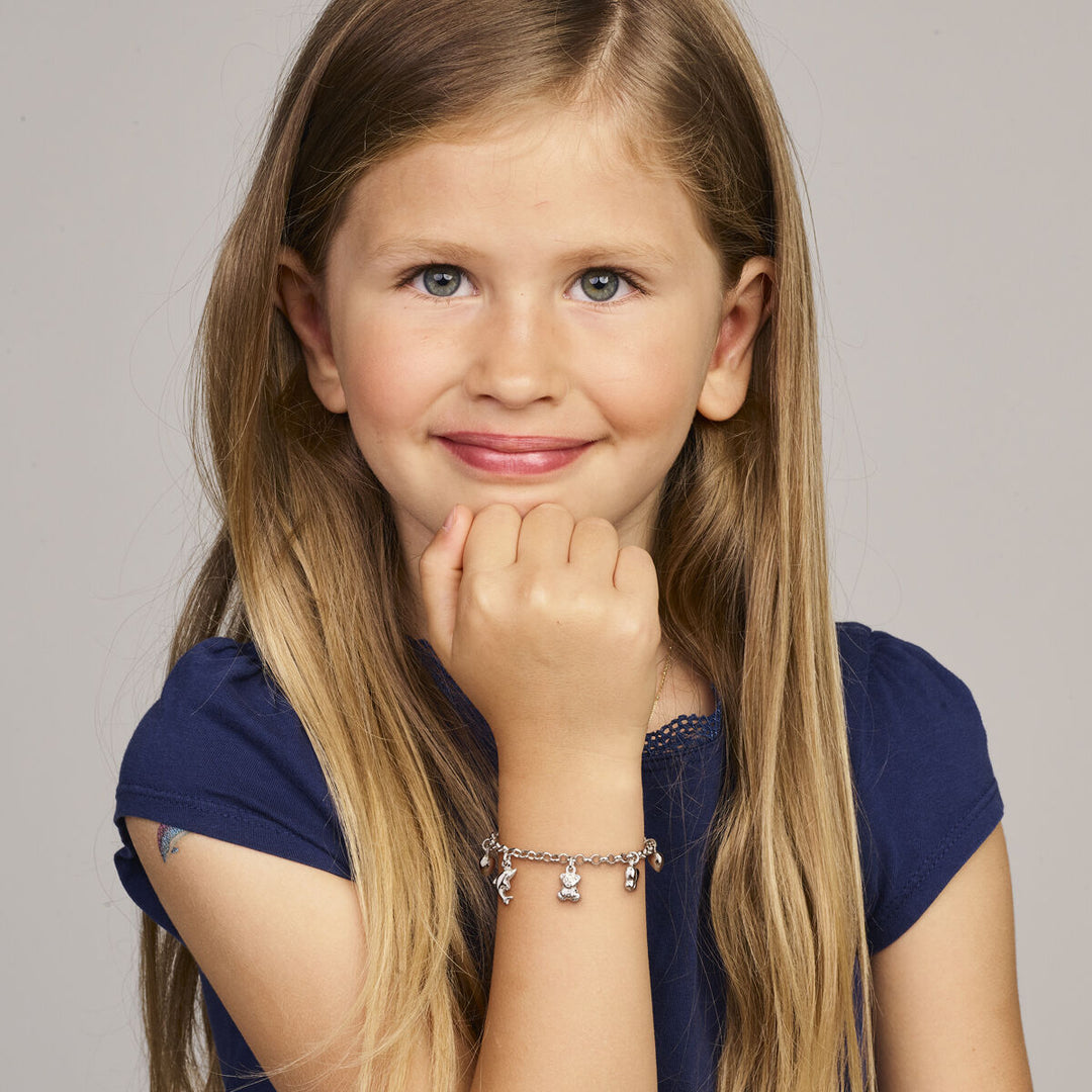 Zilveren kinderarmband met 5 bedels – onderdeel van set