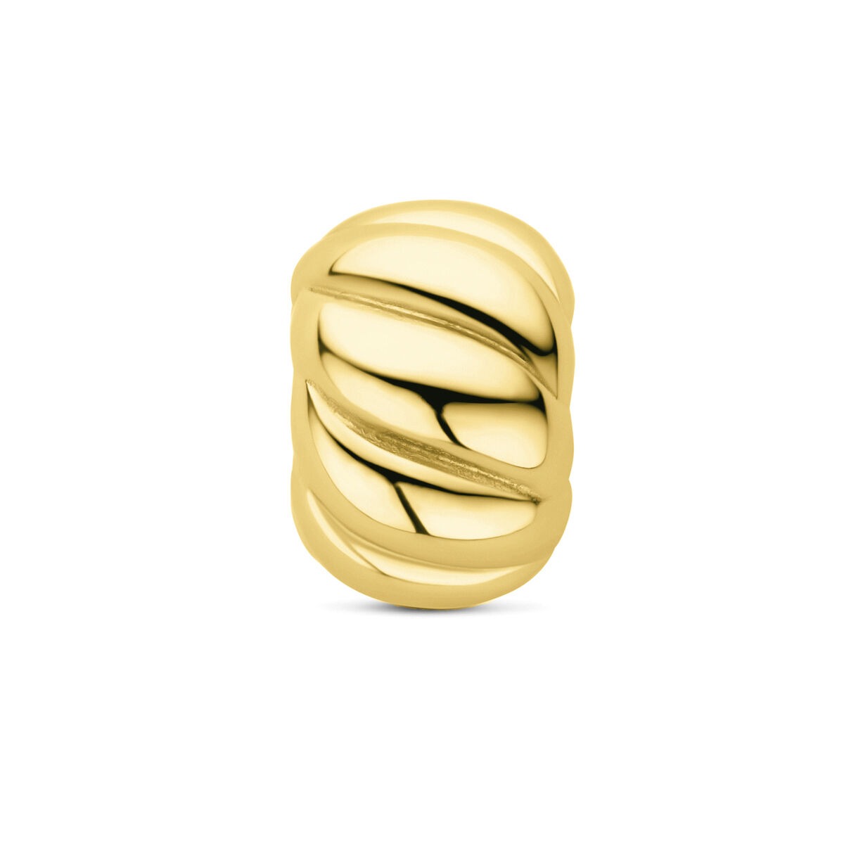 Vergulde zilveren rondel met een golvende structuur, geschikt voor armband of ketting, 9 mm.