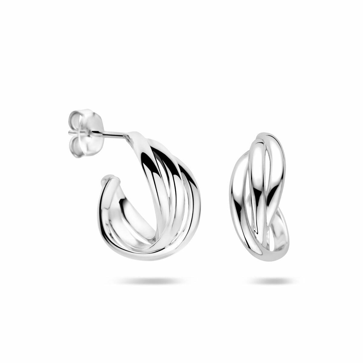 Srebrne kolczyki wkrętki skręcone – rodowane srebro 925, 16 x 6.5 mm