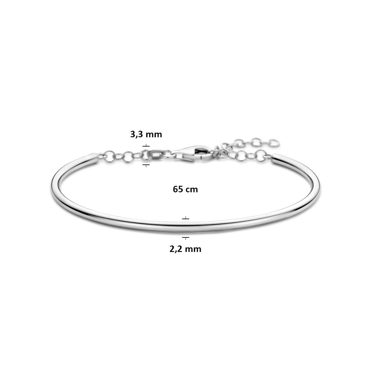 Srebrna damska bransoletka – rodowana 925 srebro z delikatnym ogniwem 65 x 3,3 mm