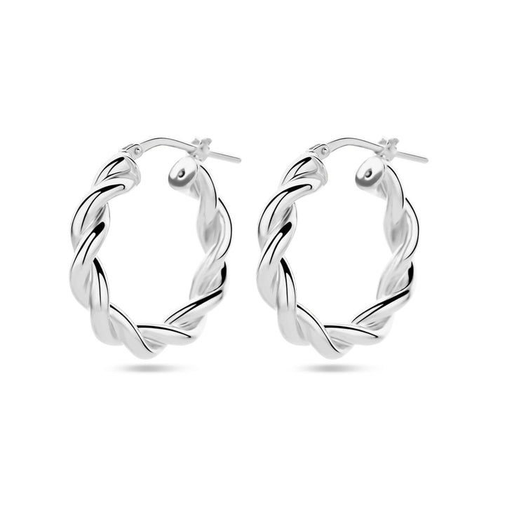 Gerhodineerd zilveren gedraaide oorringen 23 mm