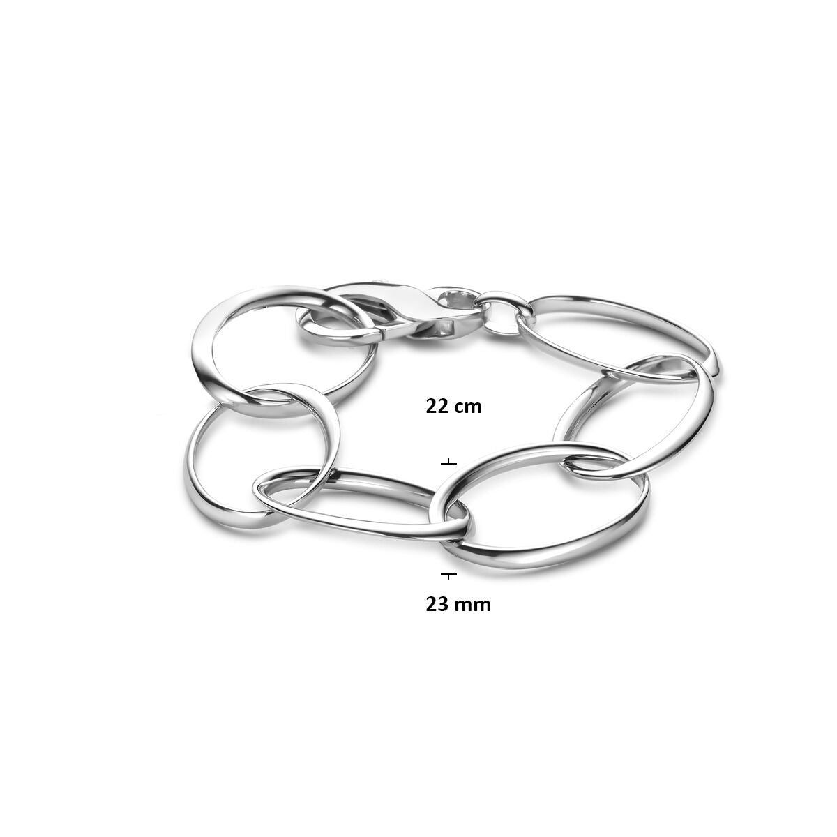 bransoletka 23 mm 22 cm srebro rodowane