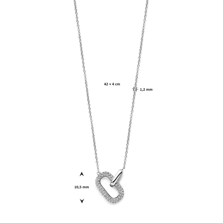 Zilveren dames ketting – gerhodineerd collier met zirkonia hanger