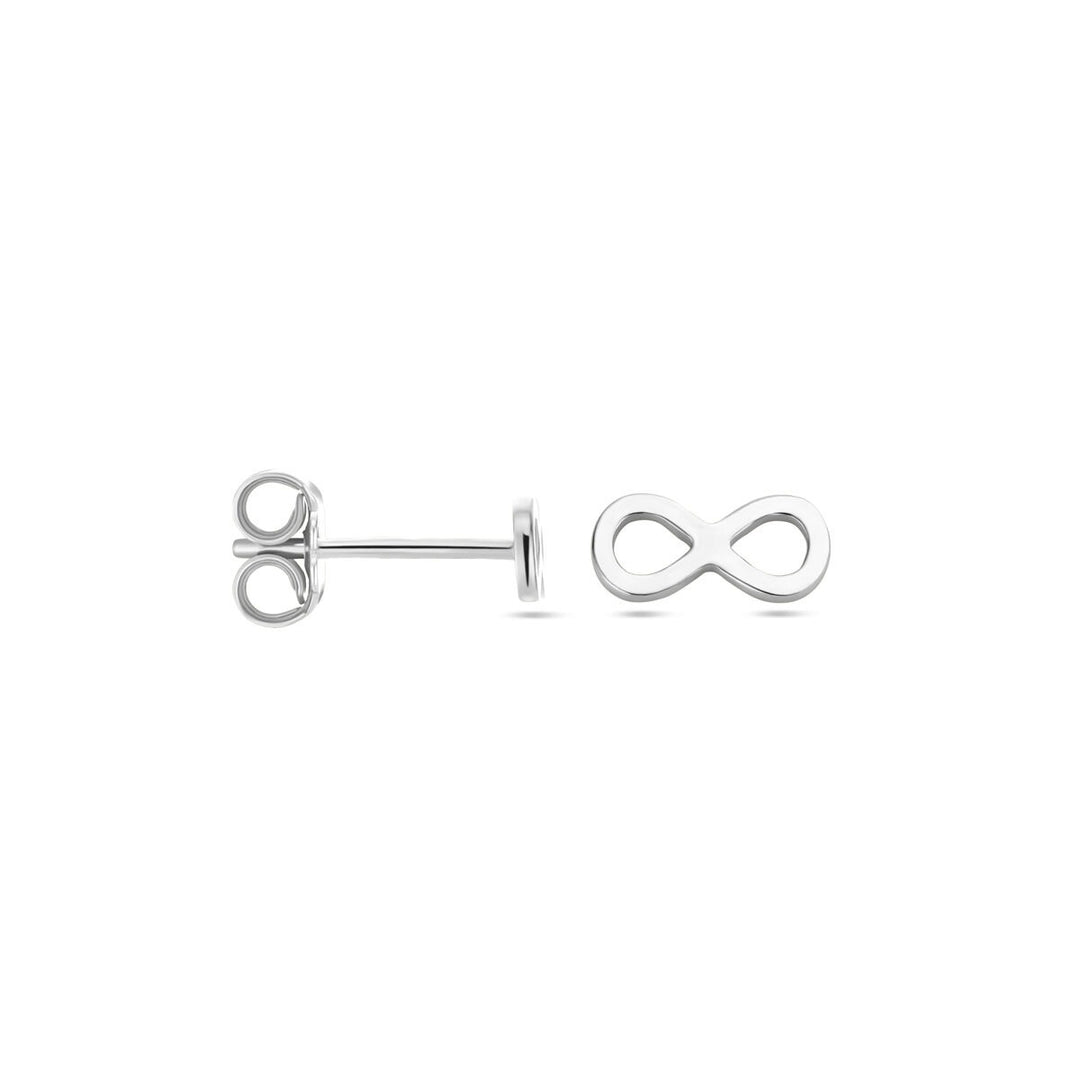 Zilveren oorknoppen met infinity teken – gerhodineerd