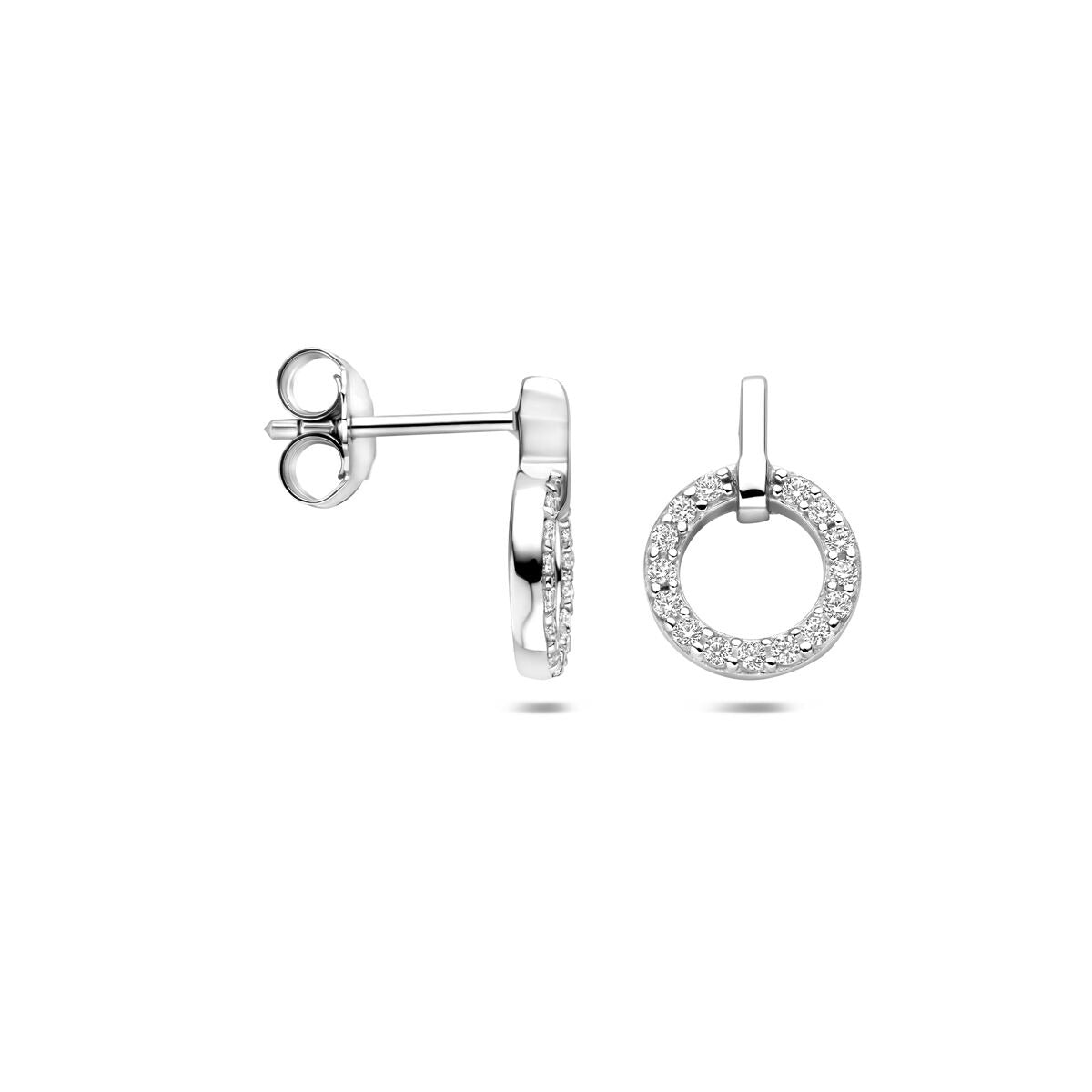 Srebrne kolczyki wkrętki z cyrkoniami 13 mm
