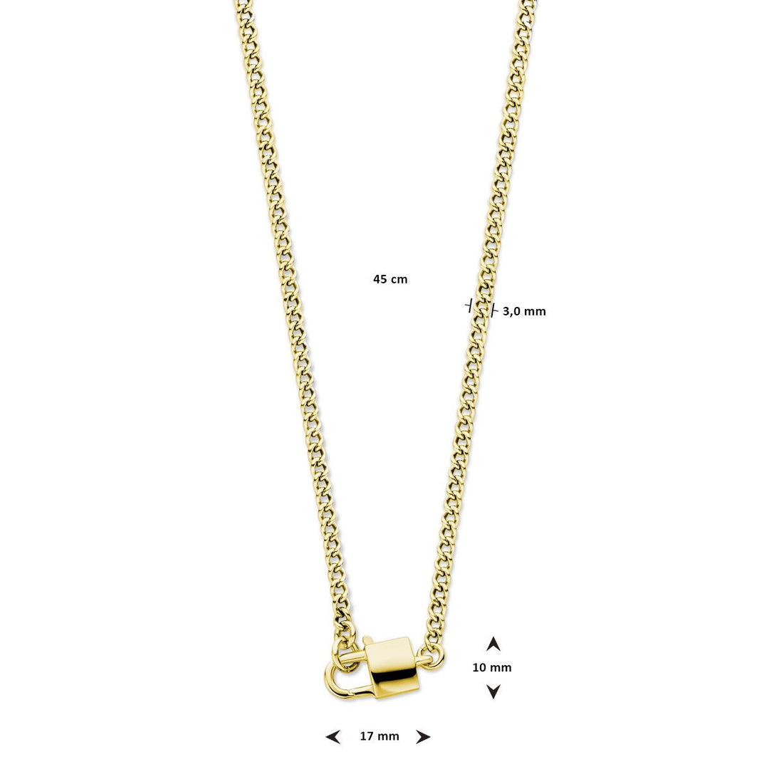 Goudkleurig verguld zilveren dames ketting – collier met slot hanger