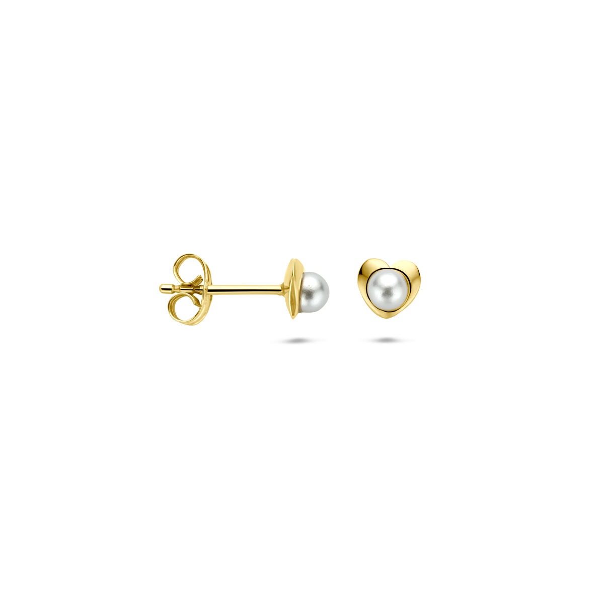 14k żółte złoto kolczyki wkrętki z perłą – 4,5 mm