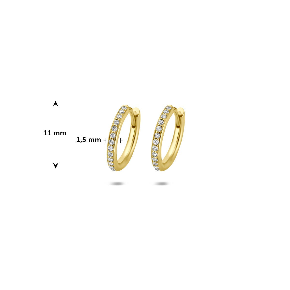 14k Żółte złoto kolczyki koła z diamentem