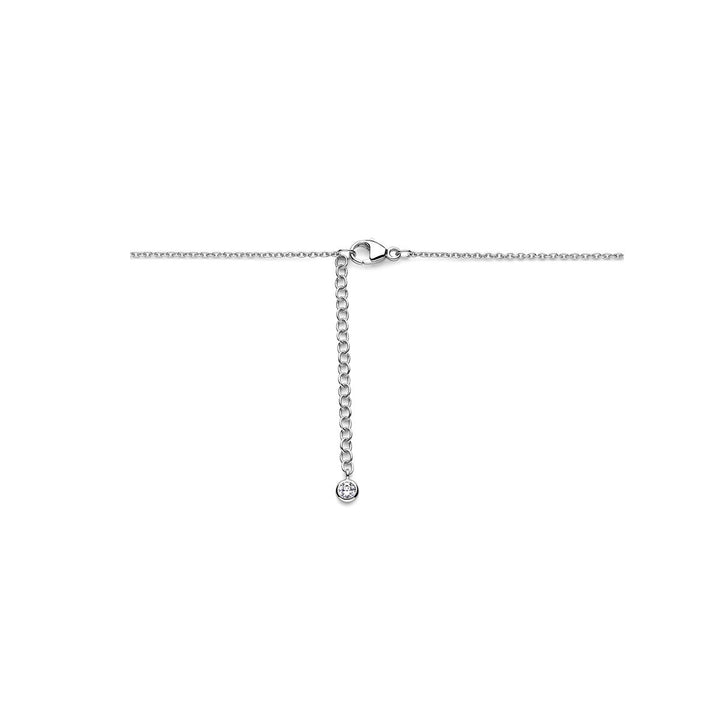 Zilveren klaver ketting met roze en wit parelmoer – gerhodineerd
