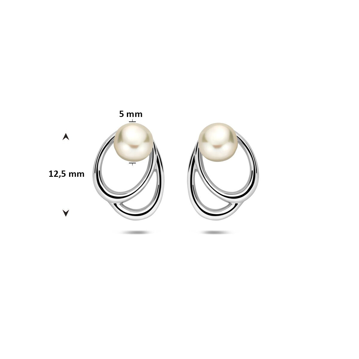 Srebrne kolczyki wkrętki z białą perłą – rodowane 925 srebro 12,5 mm
