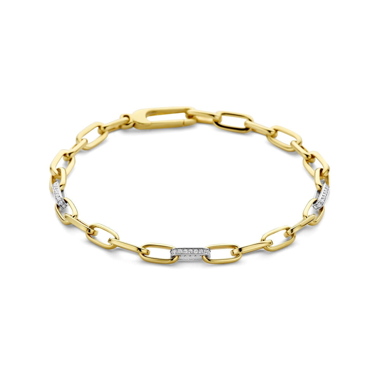 Bicolor bransoletka z diamentem – 14k żółte i białe złoto.