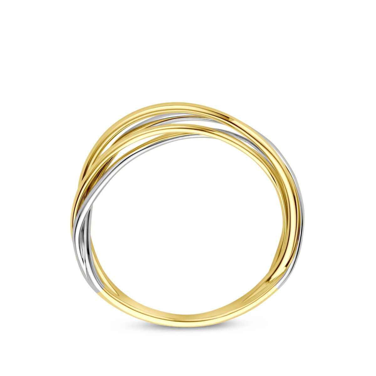 14k bicolor damski pierścionek żółte i białe złoto 5mm szeroki