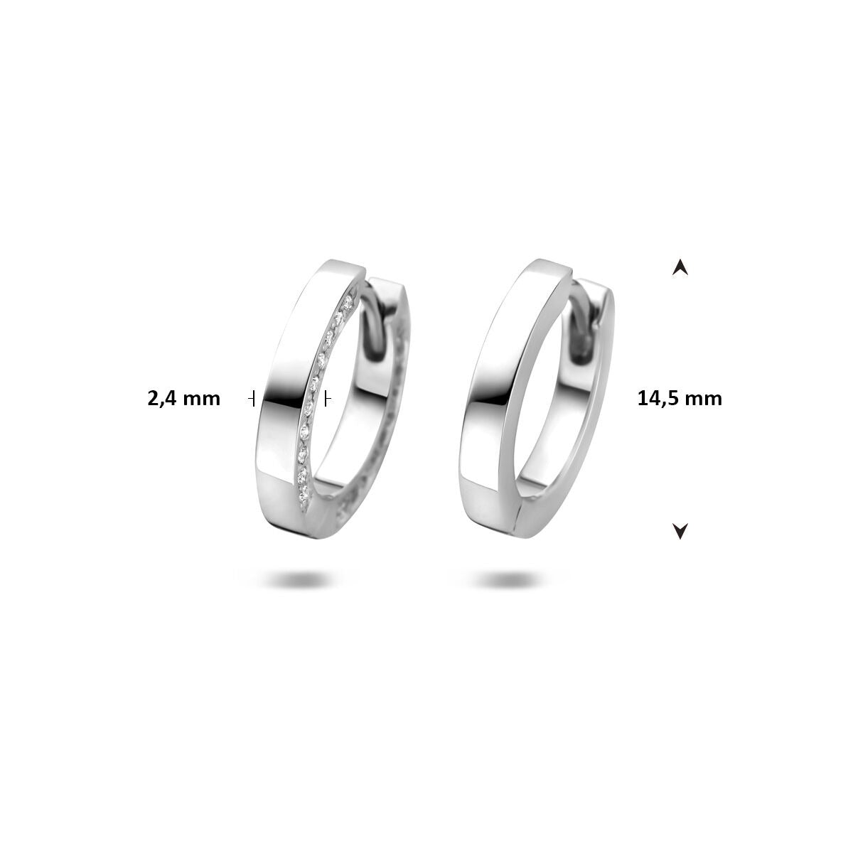 Srebrne damskie kolczyki klapowe z cyrkonią – rodowane srebro 925 14,5 mm