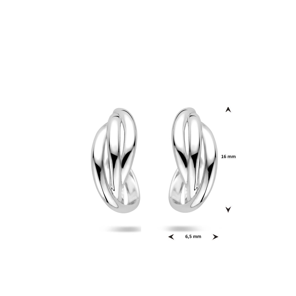 Srebrne kolczyki wkrętki skręcone – rodowane srebro 925, 16 x 6.5 mm