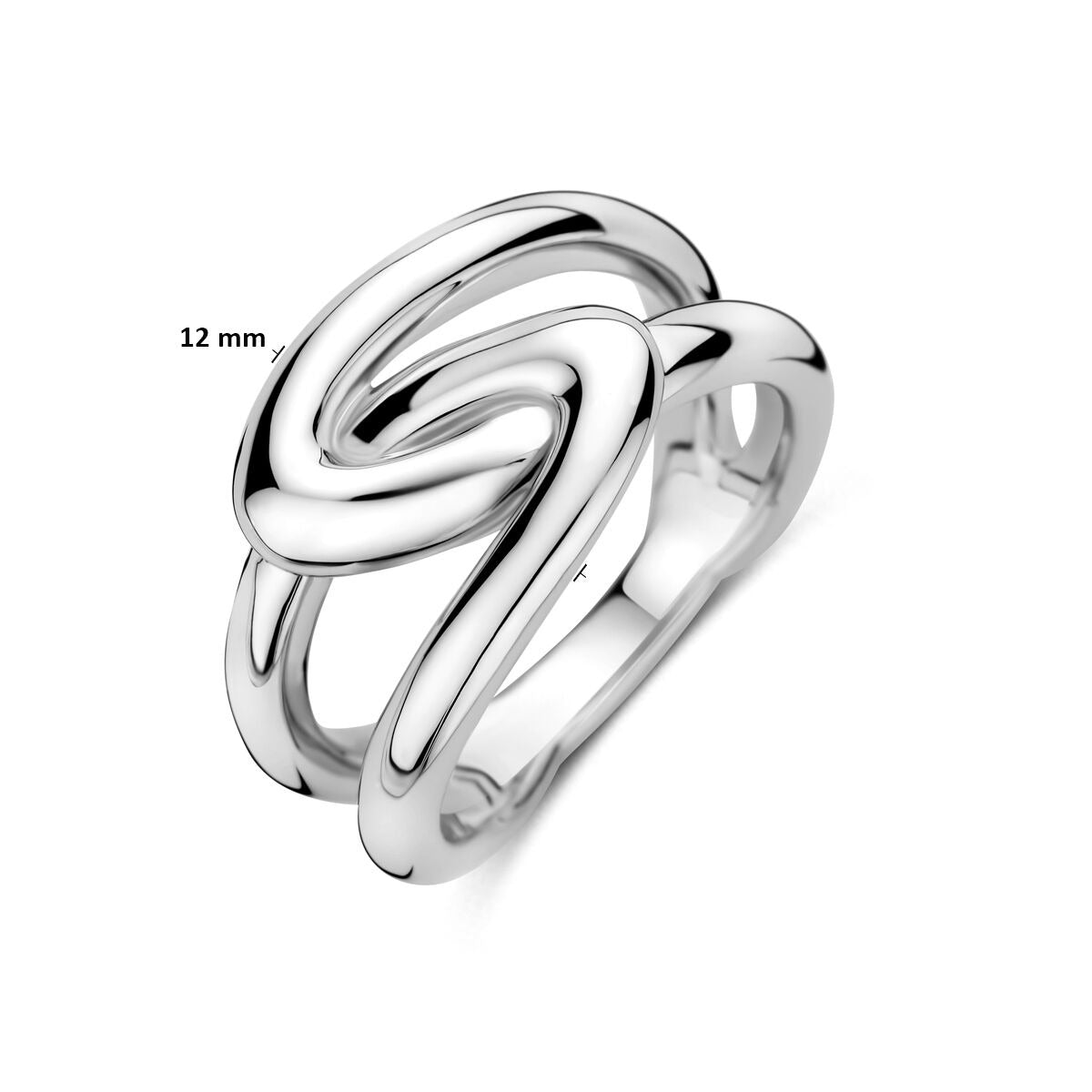 Srebrny damski pierścionek – Rodowany 925 srebro, 12 mm szerokości
