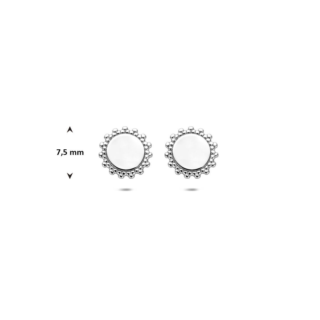 Zilveren oorknoppen rond gerhodineerd 7,5 mm