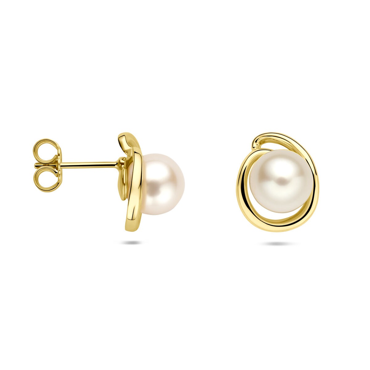 14k żółte złoto perła kolczyki wkrętki – 8 mm