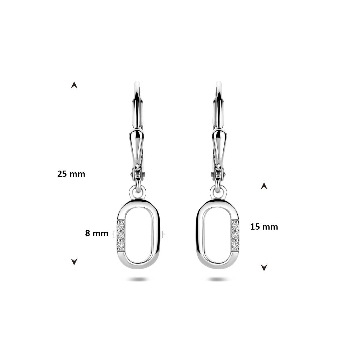 Srebrne kolczyki z cyrkonią – rodowane w designie entourage 25 mm