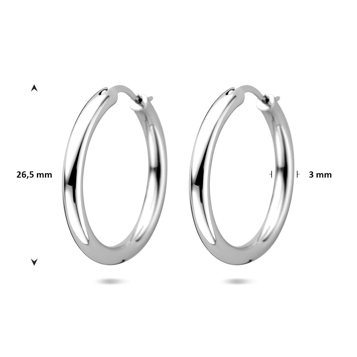 Srebrne kolczyki koła 925 rodowane – 26,5 mm