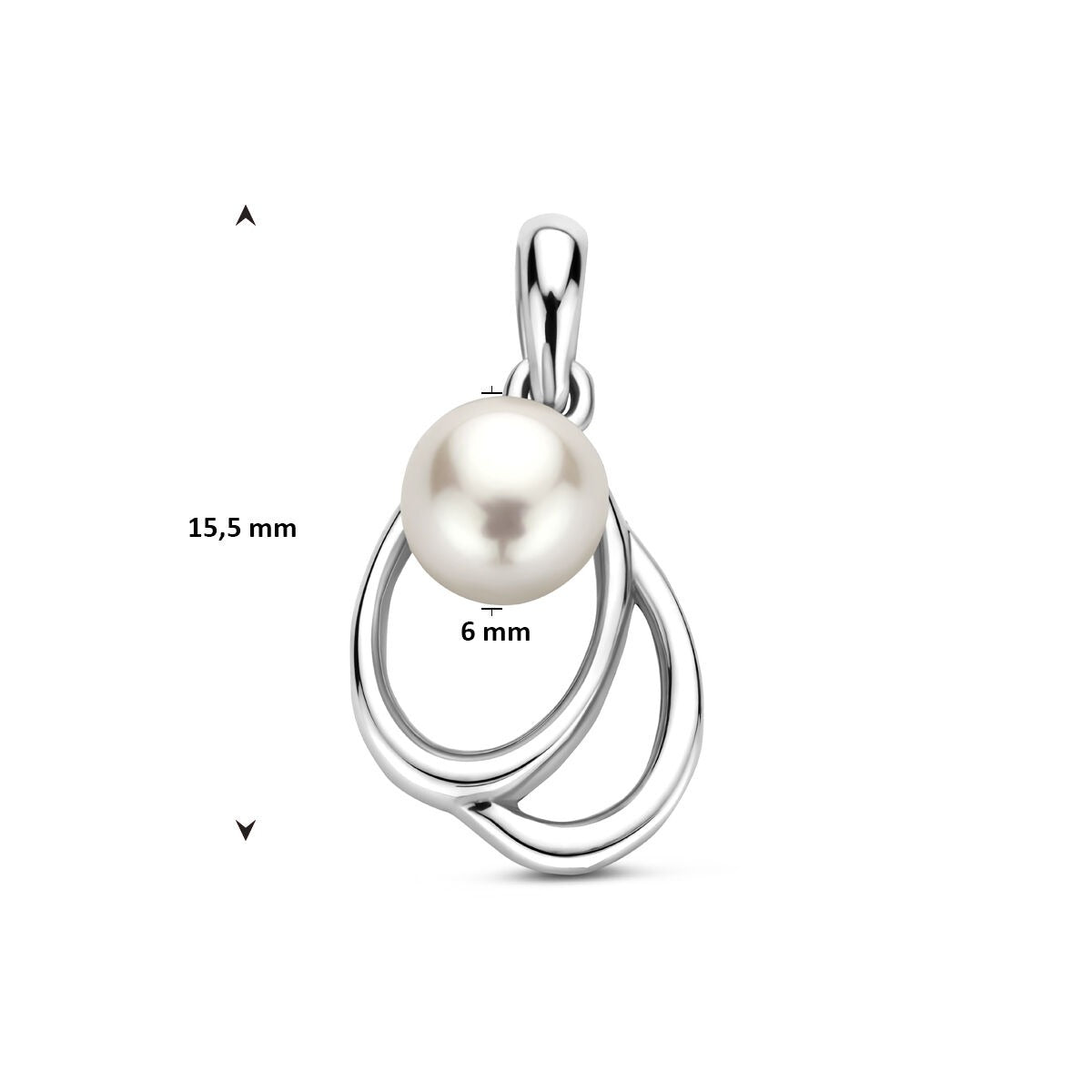 Srebrny wisiorek z perłą – rodowany 925 srebro 15,5 mm