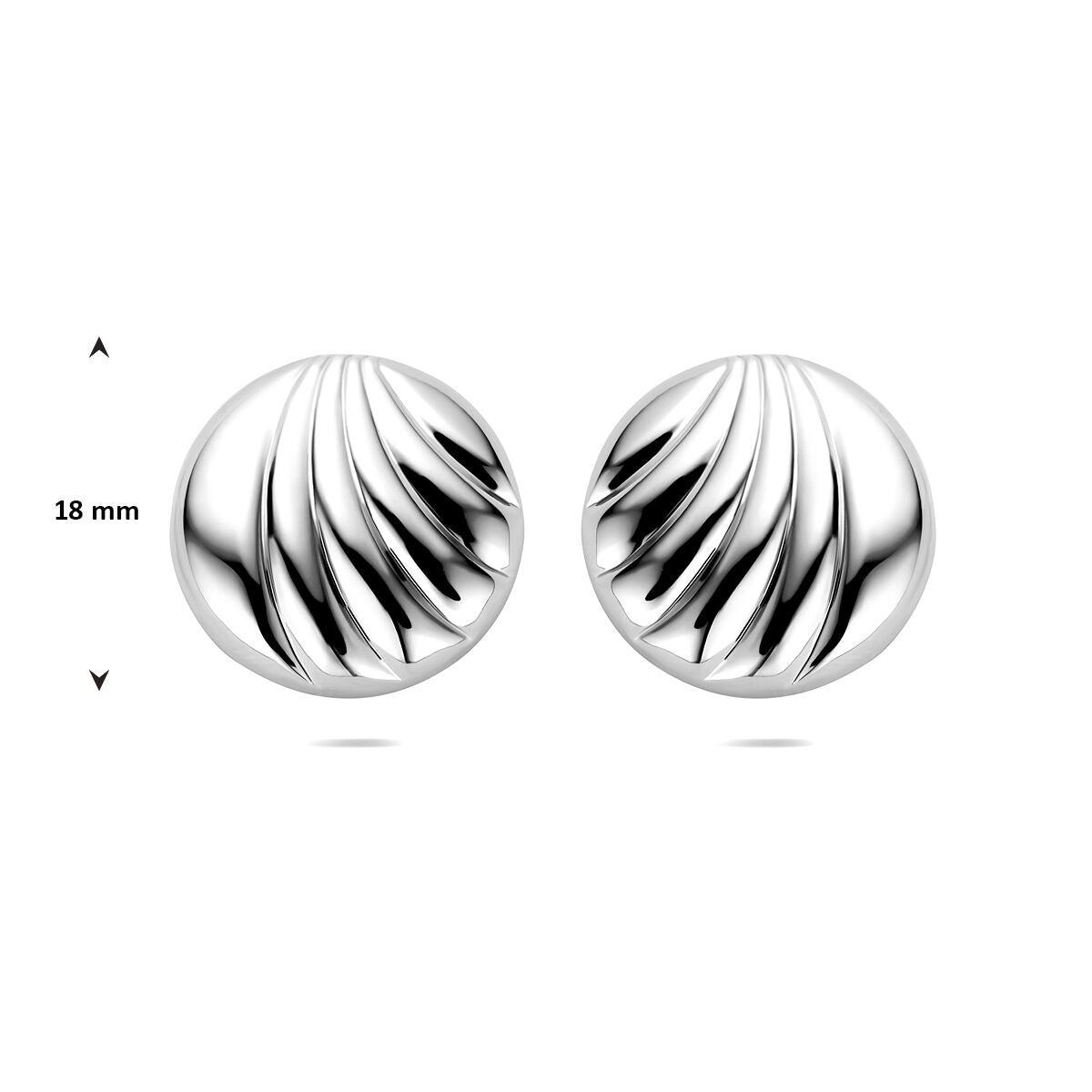 Rodowane srebrne damskie kolczyki wkrętki – 18 mm