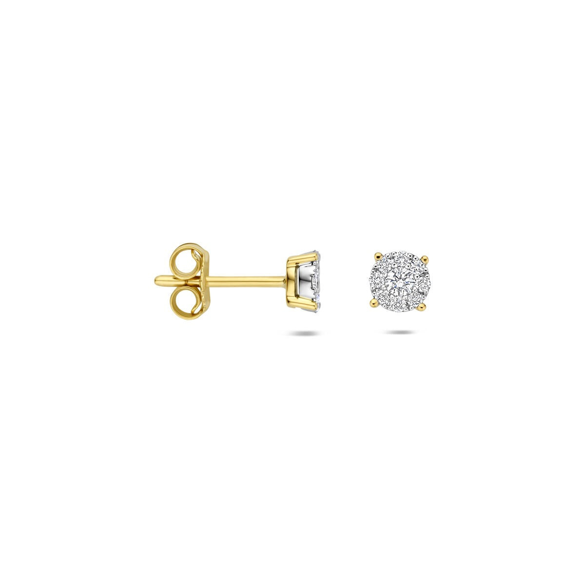 14k bicolor kolczyki wkrętki z diamentem – 0.25ct, 5mm