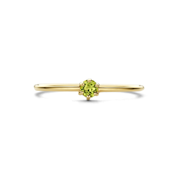 14k geelgouden ring met peridoot – briljant geslepen