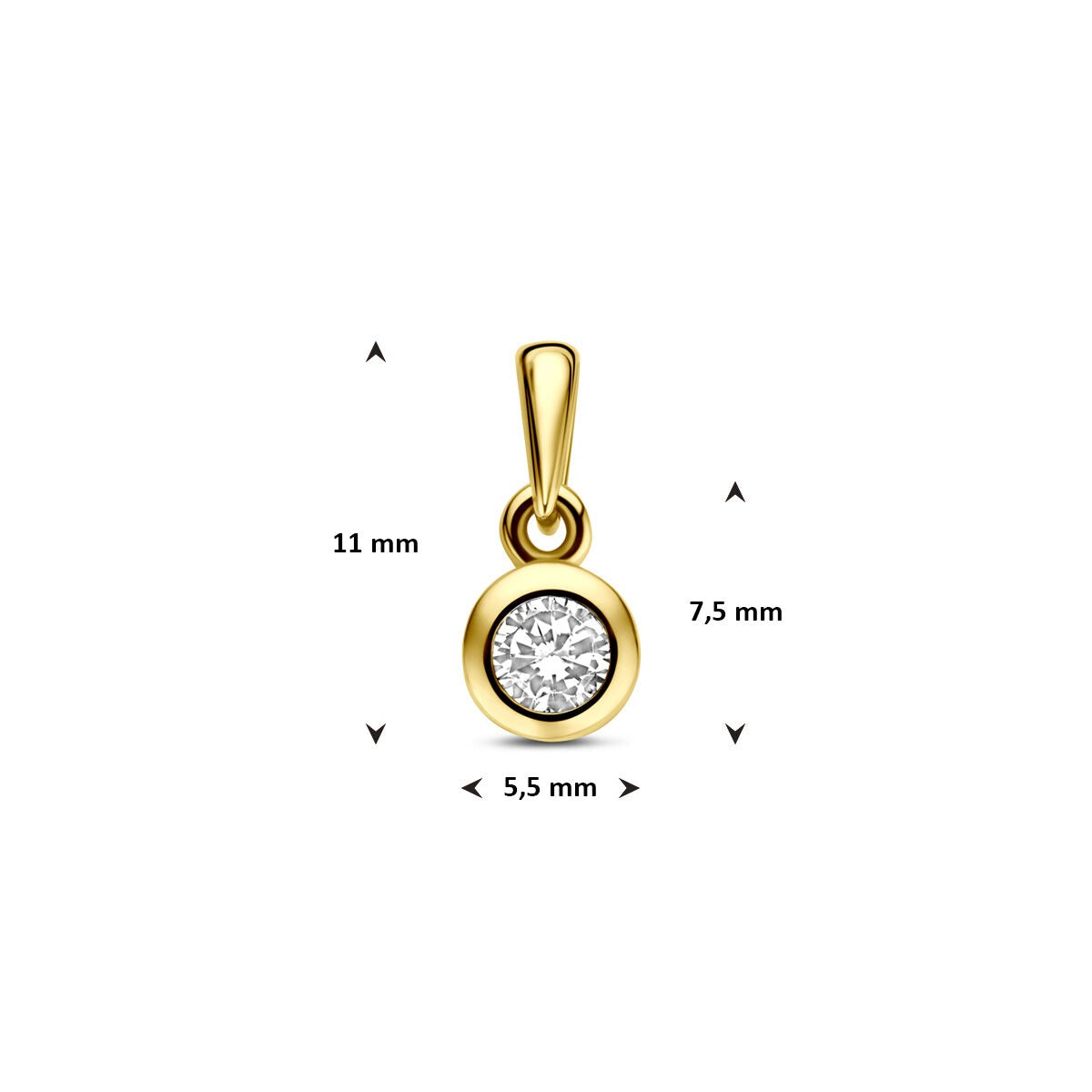 14k żółte złoto wisiorek z cyrkonią – 11 mm