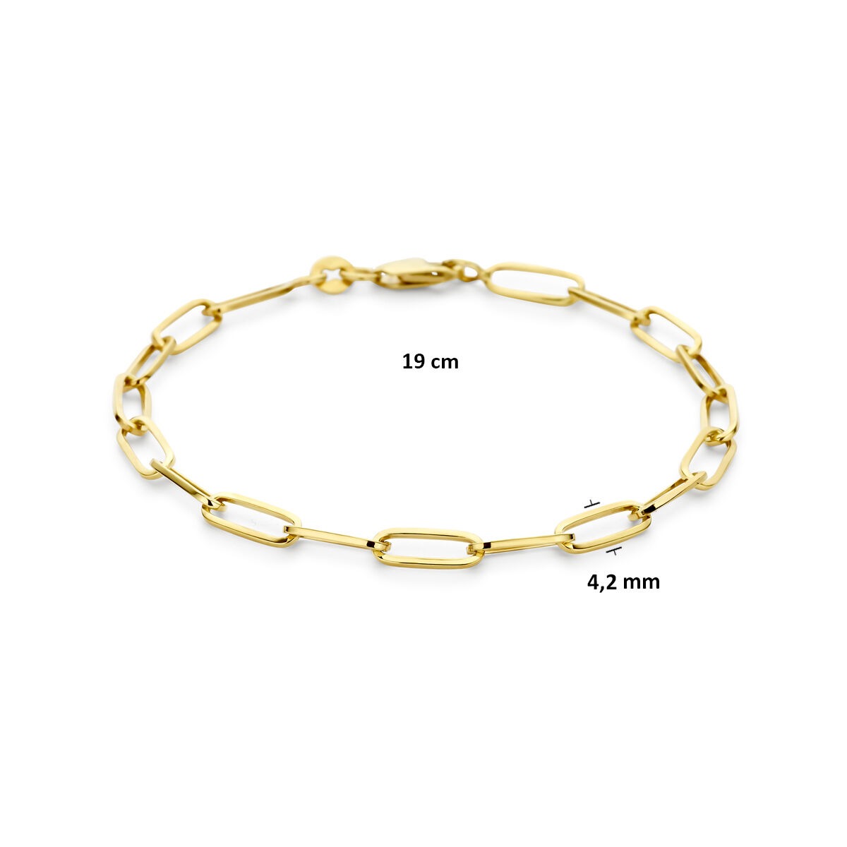 14k Żółte złoto bransoletka ze srebrnym rdzeniem 19 cm