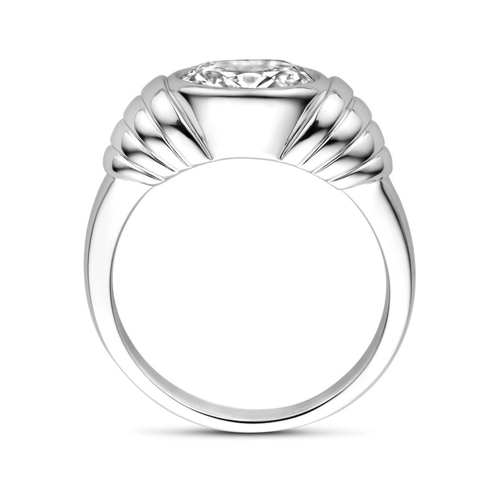 Zilveren damesring met zirkonia – gerhodineerd 925 zilver, 8 mm breed