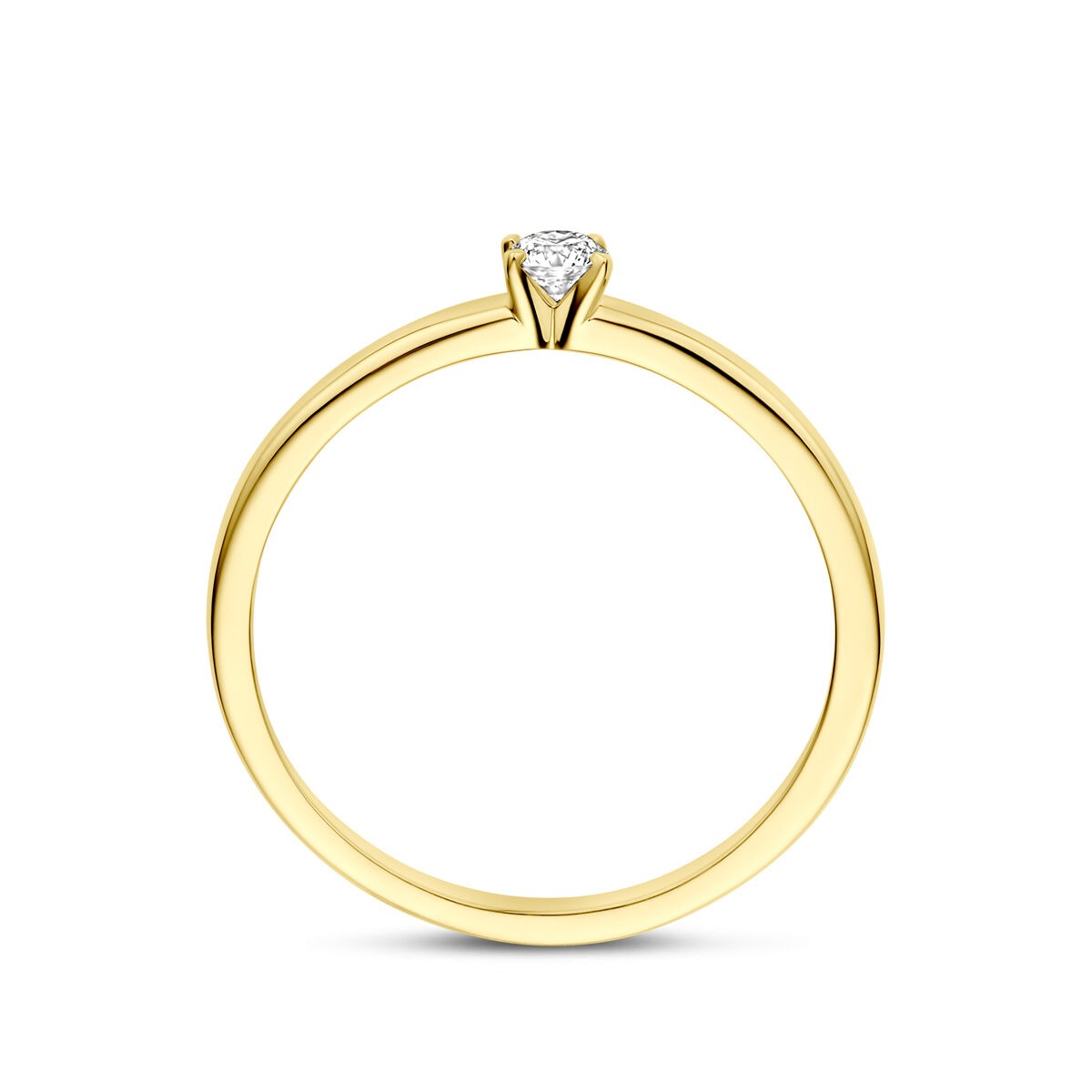 14k Żółte złoto pierścionek z 0.10ct diamentem hodowanym w laboratorium