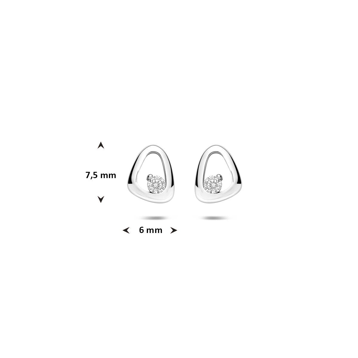 Srebrne kolczyki wkrętki z cyrkonią 925 rodowane – 7,5 mm
