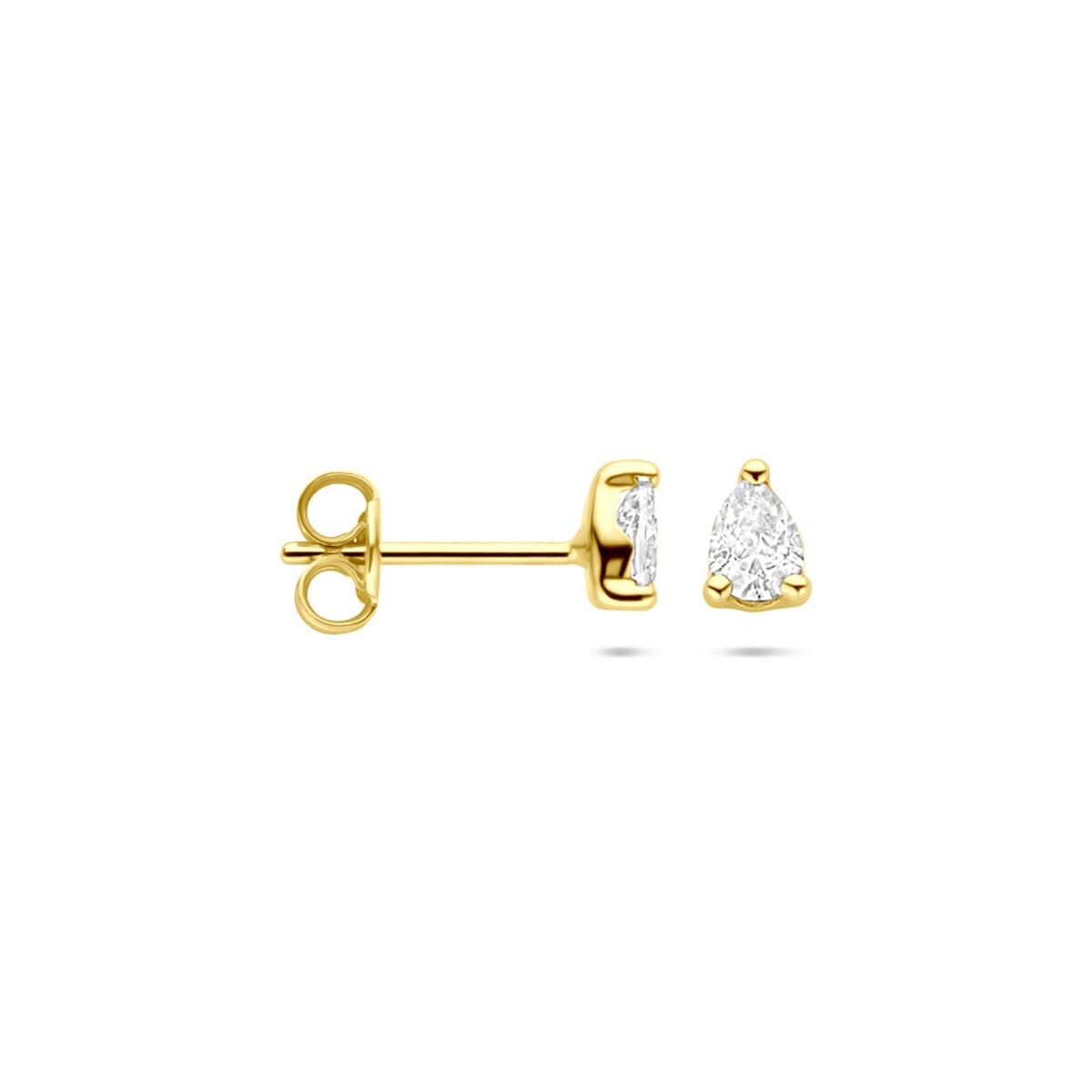 14k złote kolczyki wkrętki z cyrkonią w kształcie gruszki – 5 mm