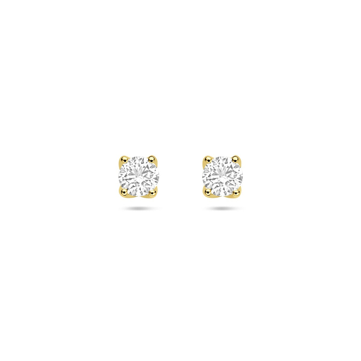 Złote kolczyki z lab-grown diamentem o wadze 1,0 ct, o prostokątnej formie.