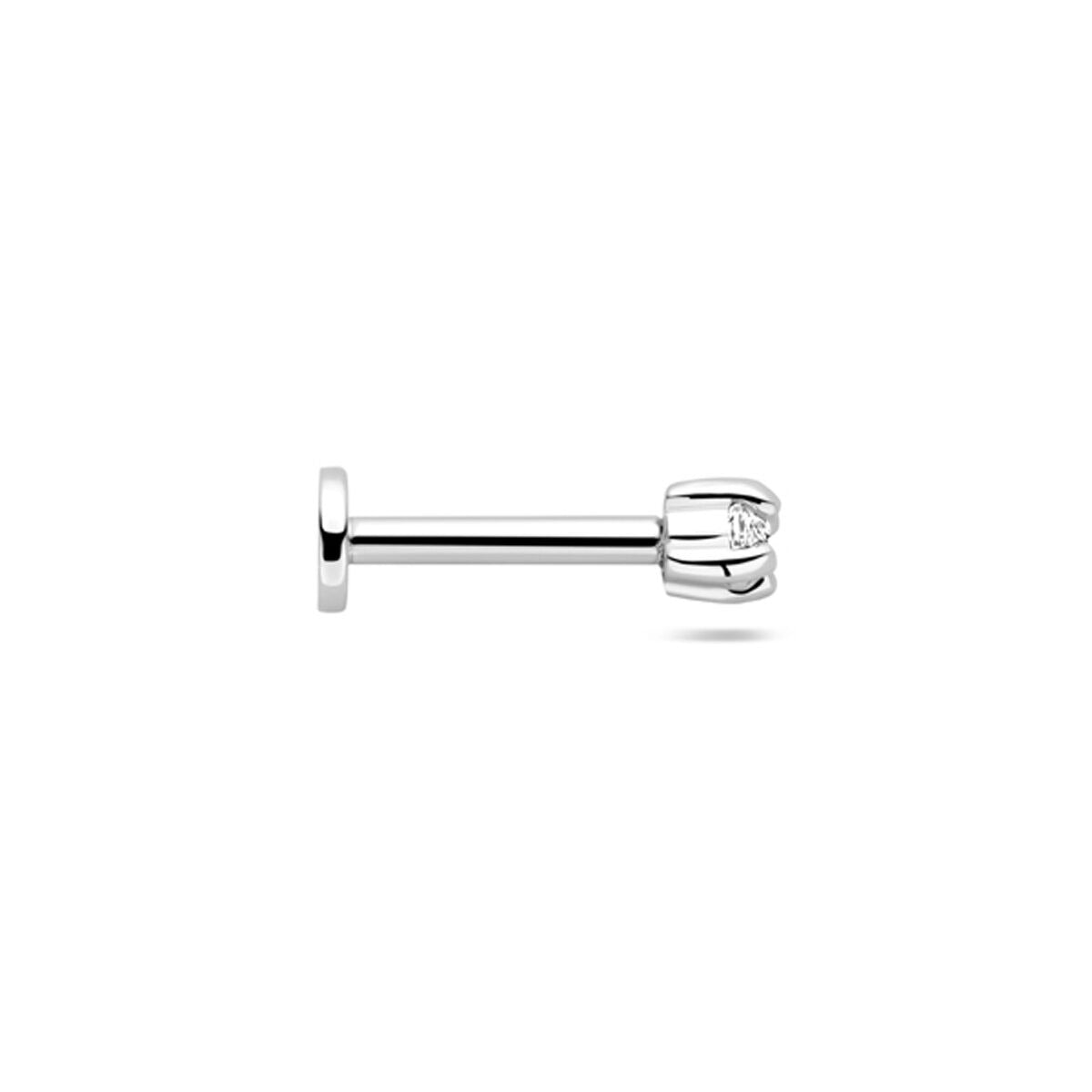 Srebrny piercing flat back z cyrkonią – rodowany 925 srebro